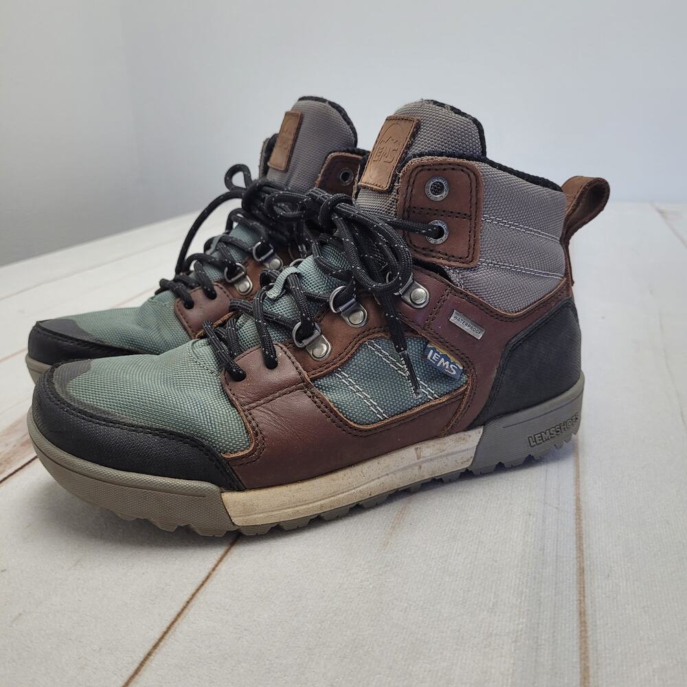 Lems Outlander waterproof hiking boots leather gorpcore wide toe box barefoot